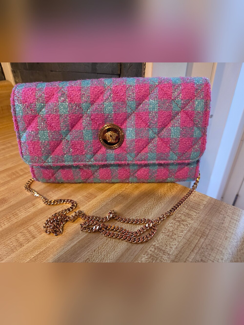 VERSACE NWOT STUNNING Pink & Blue Pouchette/Clutch - Picture 10 of 10